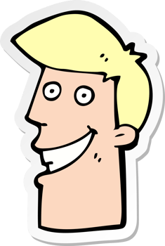sticker of a cartoon grinning man png