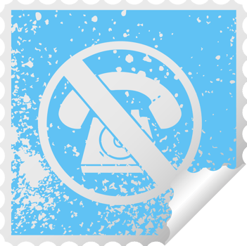 distressed square peeling sticker symbol no phones allowed sign png