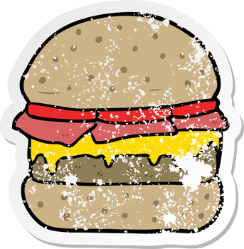 distressed sticker of a cartoon burger png