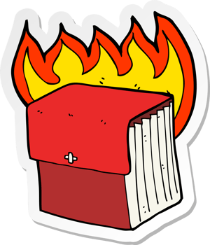 sticker of a cartoon burning business files png