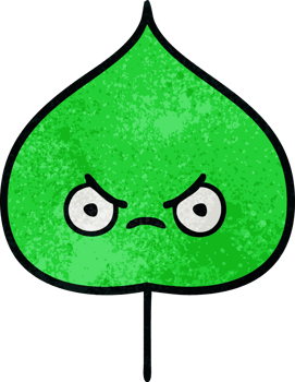 retro grunge texture cartoon expressional leaf png