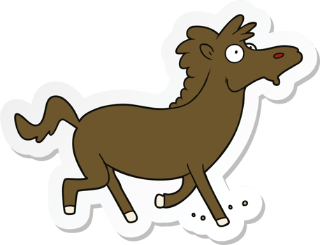 sticker of a cartoon running horse png