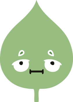 flat color retro cartoon expressional leaf png
