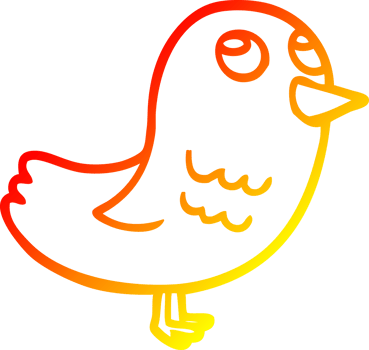 warm gradient line drawing of a cartoon garden bird png