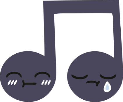 flat color retro cartoon of a musical note png