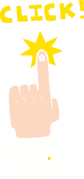 flat color illustration of click sign with finger png