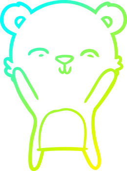 cold gradient line drawing of a happy cartoon polar bear png