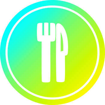 knife and fork circular icon with cool gradient finish png