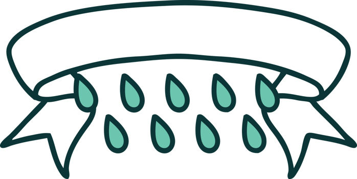 traditional tattoo with banner of rain drops png