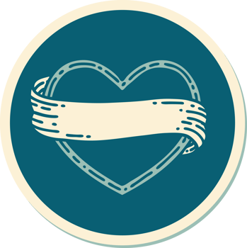 sticker of tattoo in traditional style of a heart and banner png