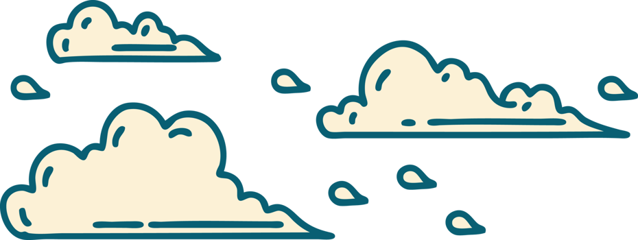 illustration of a traditional tattoo style floating clouds png