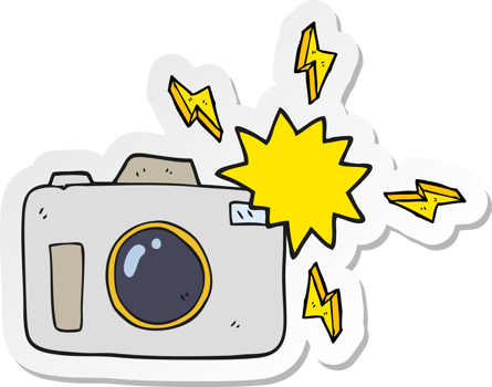 sticker of a cartoon flashing camera png