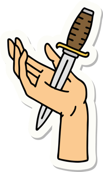 sticker of tattoo in traditional style of a dagger in the hand png