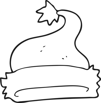 hand drawn black and white cartoon christmas hat png