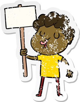 distressed sticker of a cartoon man singing png
