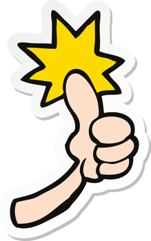 sticker of a cartoon thumbs up sign png