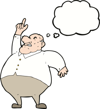 cartoon big fat boss with thought bubble png