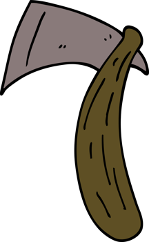 cartoon doodle viking axe png