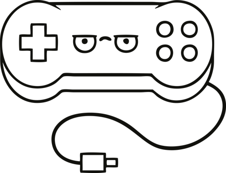line drawing cartoon of a game controller png