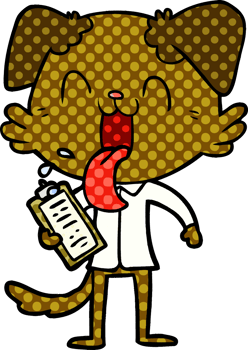 cartoon panting dog with clipboard png