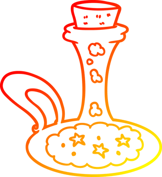 warm gradient line drawing of a cartoon magic potion png