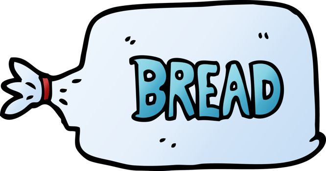 cartoon doodle bread in bag png