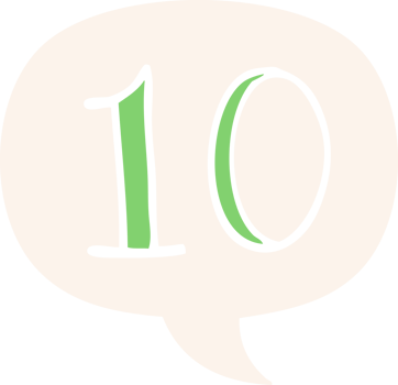 cartoon number 10 with speech bubble in retro style png