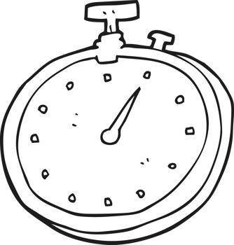 hand drawn black and white cartoon stopwatch png
