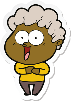 sticker of a cartoon happy man png