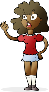 cartoon worried woman waving png
