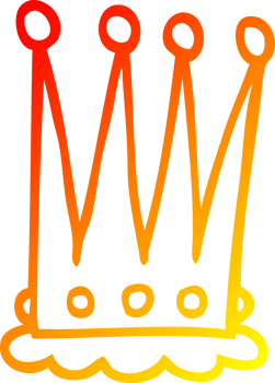 warm gradient line drawing of a cartoon crown png