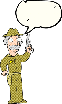 hand drawn comic book speech bubble cartoon sheriff png