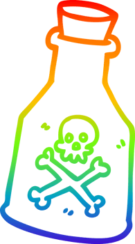 rainbow gradient line drawing of a cartoon poison bottle png