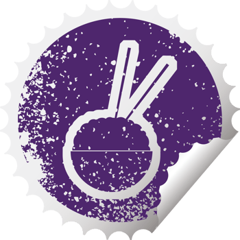 distressed sticker icon illustration of a rice bowl png
