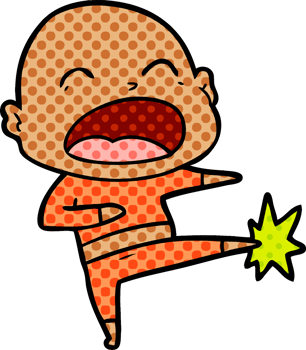 cartoon bald man kicking png