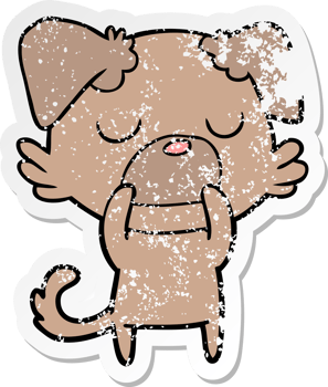 distressed sticker of a cartoon dog png