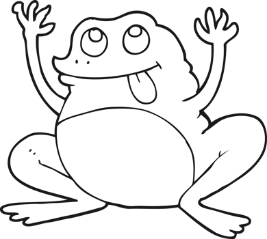funny  hand drawn black and white cartoon frog png
