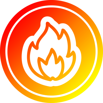 simple flame circular icon with warm gradient finish png