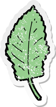 retro distressed sticker of a cartoon leaf symbol drawing png