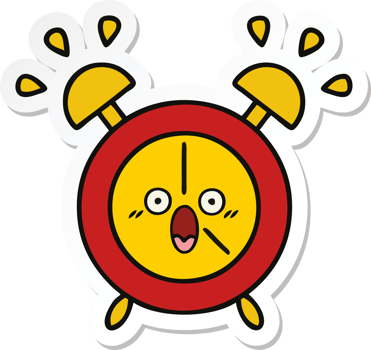 sticker of a cute cartoon alarm clock png