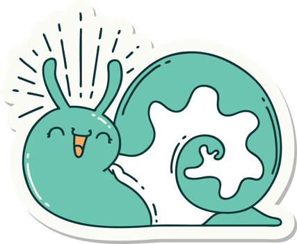 sticker of tattoo style happy snail png