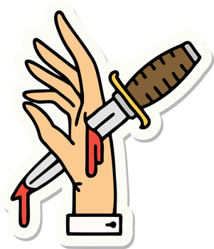 tattoo style sticker of a dagger in the hand png
