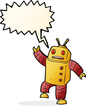 cartoon robot with speech bubble png
