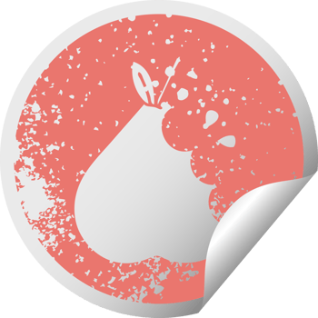 distressed circular peeling sticker symbol green pear png