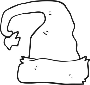 black and white cartoon christmas hat png