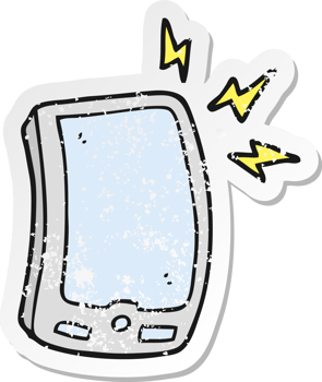 retro distressed sticker of a cartoon mobile phone png
