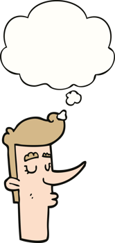cartoon arrogant man and thought bubble png