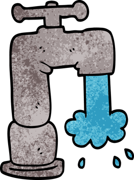 cartoon doodle running faucet png