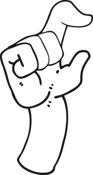 black and white cartoon hand making smallness gesture png