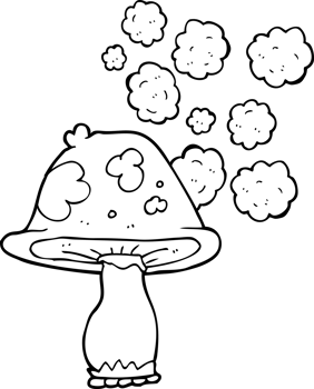 black and white cartoon mushroom png